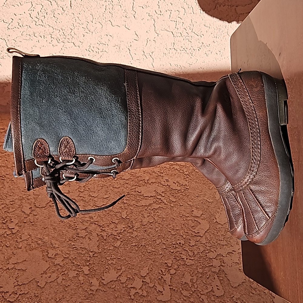 Ugg Australia Belcloud Leather Waterproof Sheepskin Knee Boots Size 7.5 - Picture 5 of 16